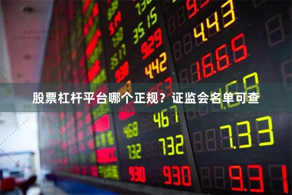 股票杠杆平台哪个正规？证监会名单可查